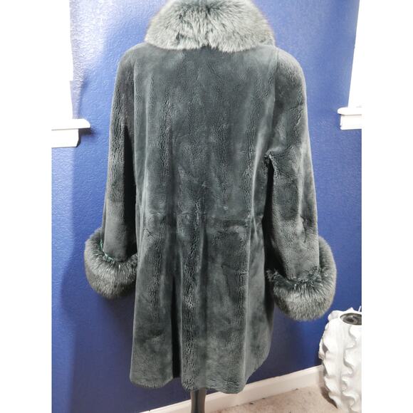 Gorgeous Green Sheared Beaver & Fox Fur Coat Jacket - Picture 5 of 7